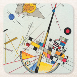 Delicate Tension by Wassily Kandinsky Square Paper Coaster