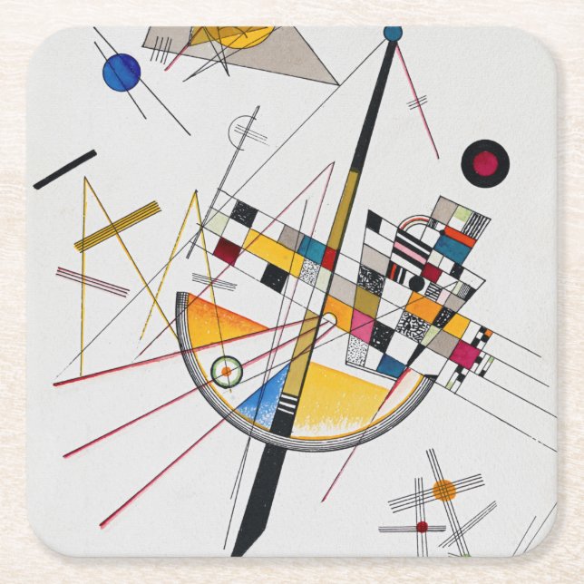 Delicate Tension No.85, Wassily Kandinsky Square Paper Coaster (Front)