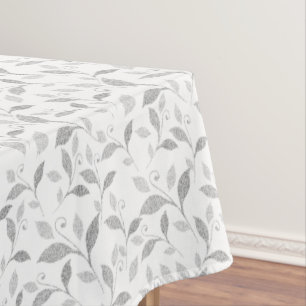 Delicate Textured Grey Floral Tablecloth