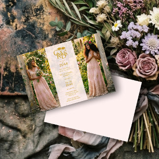 Delicate Twins Pink Chic Photo Grad Party TMF26 Invitation