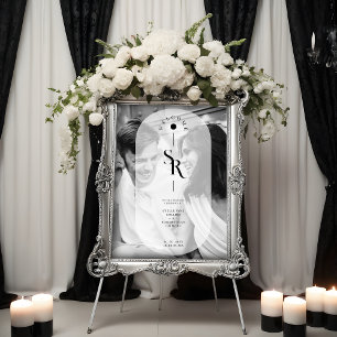 Delicate Vellum Transparency Black White Initials Poster