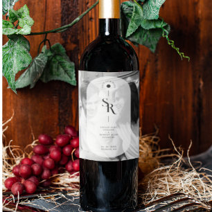 Delicate Vellum Transparency Elegant Black & White Wine Label