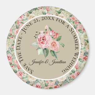 Delicate Victorian Pink Floral Wedding Magnet