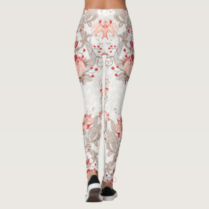 Delicate vine flowers seamless pattern Leggings