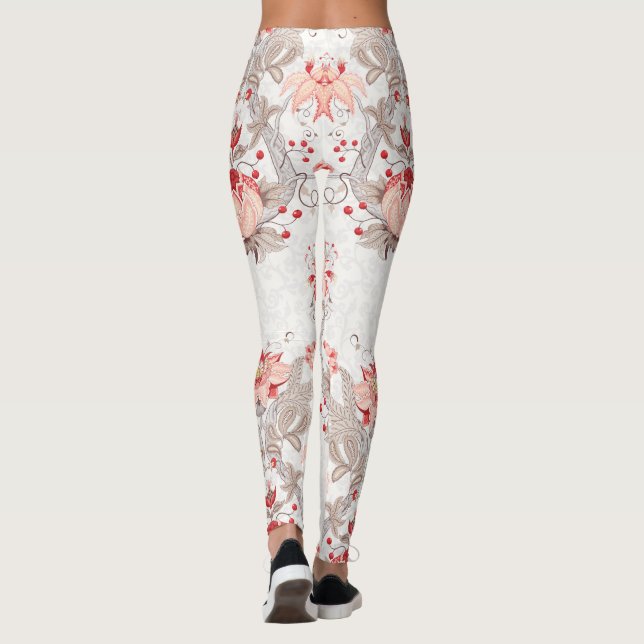 Delicate vine flowers seamless pattern Leggings (Back)