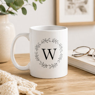 Delicate Vine Wreath Monogram Coffee Mug