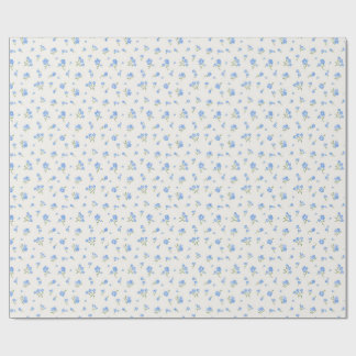 Delicate Vintage Elegant Floral Pattern Blue Wrapping Paper