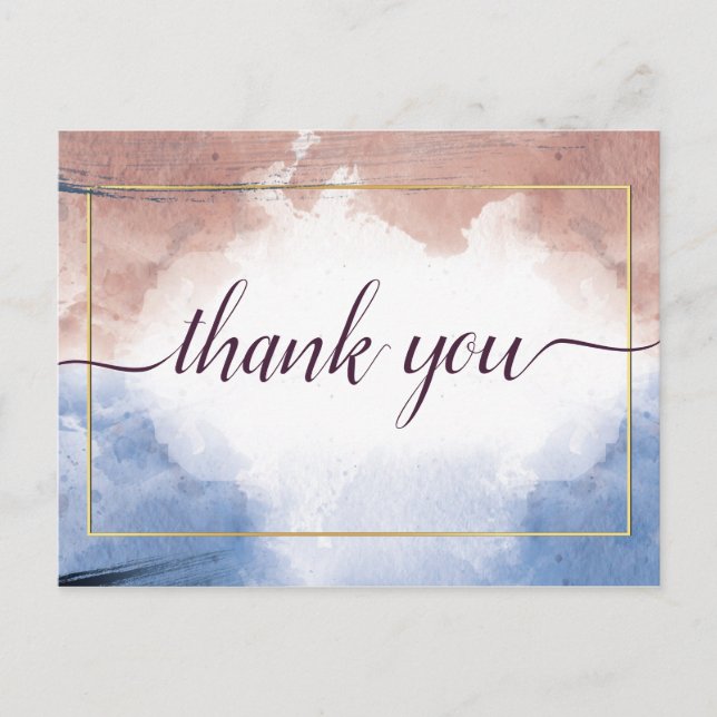 Delicate watercolor allude to waves Thank you Post Postcard (Front)