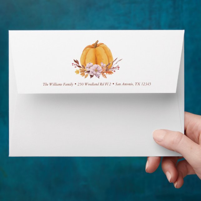 Delicate Watercolor Autumn Pumpkin Envelope (Hand)