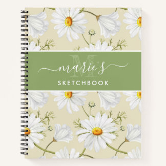 Delicate Watercolor Camomile Pattern Notebook