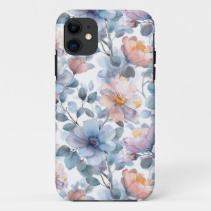 Delicate watercolor floral pattern in pastel colou iPhone 11 case
