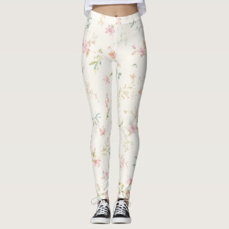 Delicate Watercolor Floral Pattern | Pink Blossom Leggings