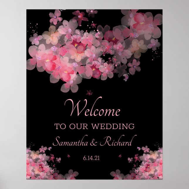 Delicate Watercolor Floral Wedding Poster (Front)