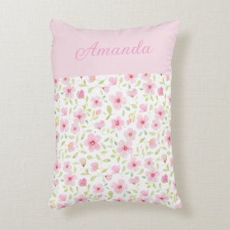 Delicate watercolor flowers accent pillow