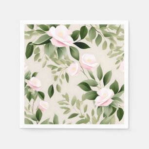Delicate Watercolor Flowers Eucalyptus Pattern Napkin
