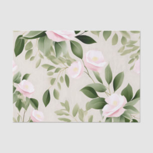 Delicate Watercolor Flowers Eucalyptus Pattern Tissue Paper