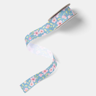Delicate watercolor flowers  satin ribbon
