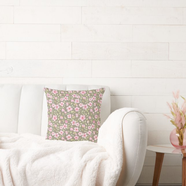 Delicate watercolor flowers  throw pillow (Couch)
