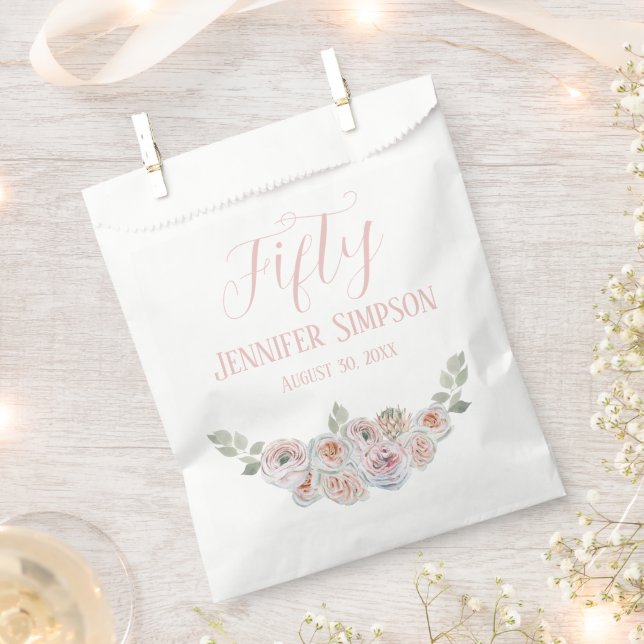 Delicate Watercolor pale Blush pink text Favour Bag (Clipped)