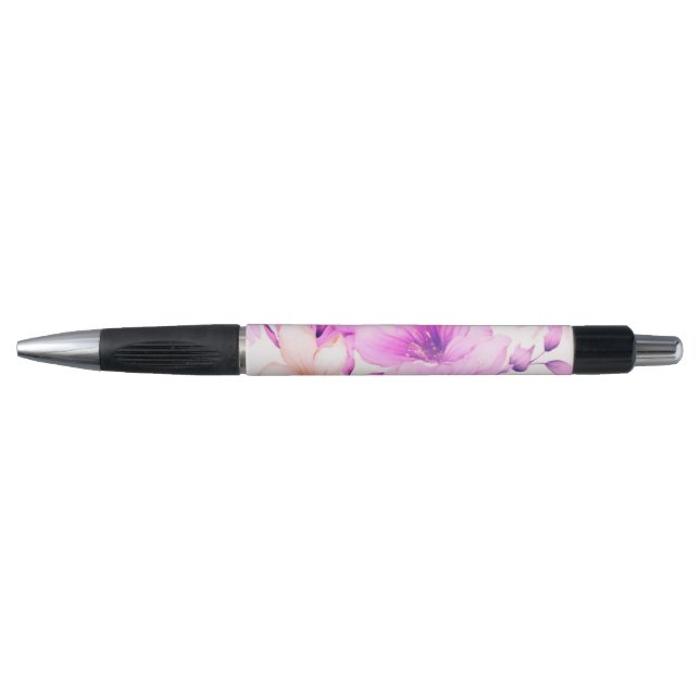 Delicate Watercolor Pink Flowers  Pen (Front)