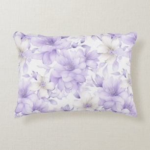 Delicate Watercolor Purple Flowers  Accent Pillow
