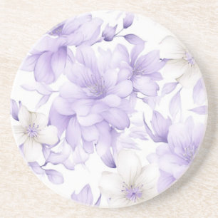 Delicate Watercolor Purple Flowers  Coaster