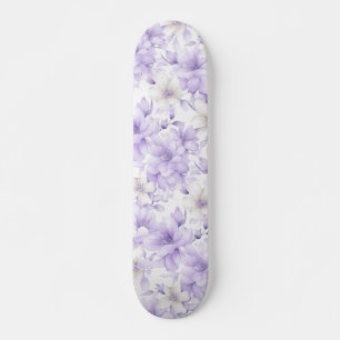 Delicate Watercolor Purple Flowers Skateboard