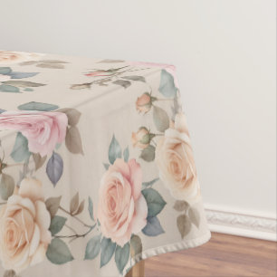 Delicate Watercolor Roses In Soft Pastel Colors  Tablecloth
