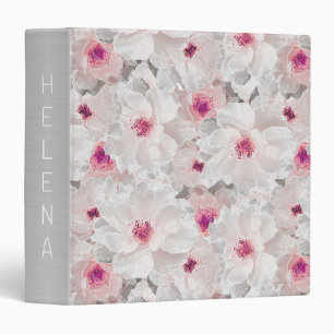 Delicate white and pink floral binder