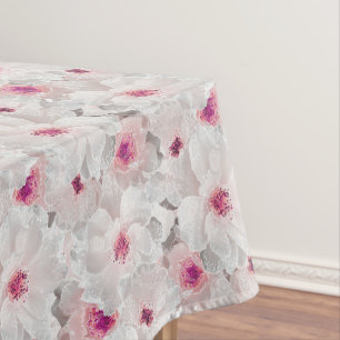 Delicate white and pink floral tablecloth