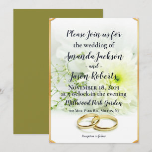 Delicate White Bloom Tinge of Yellow Wedding Invitation