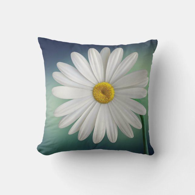 Delicate White Daisy Throw Pillow (Front)