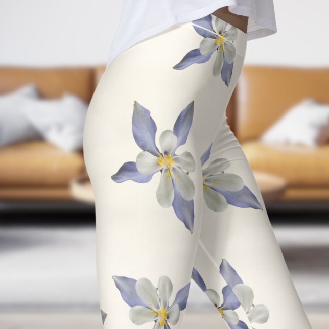 Delicate White Floral Petals Pattern Leggings (Pale Petals on Floral White )