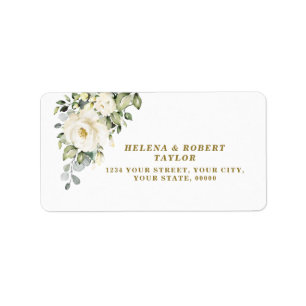Delicate White Flowers 1st Birthday Baptism Label