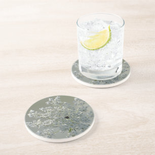 Delicate white flowers coaster