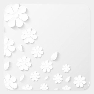 Delicate White Flowers Square Sticker