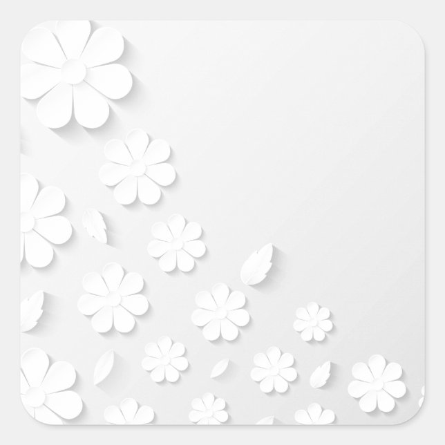 Delicate White Flowers Square Sticker (Front)
