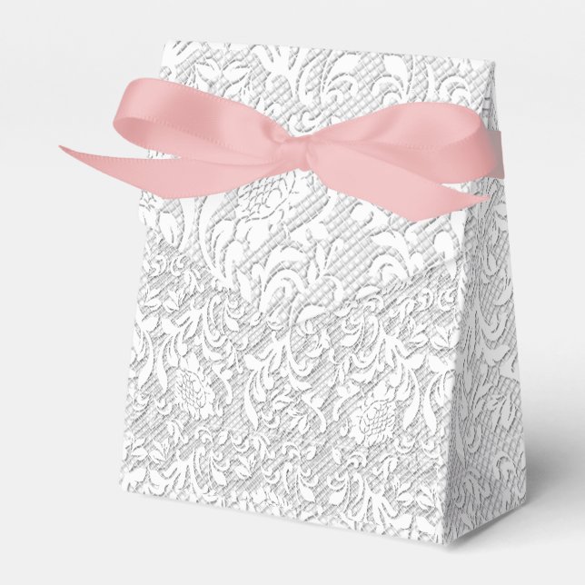 Delicate White Lace Favor Box (Front Side)
