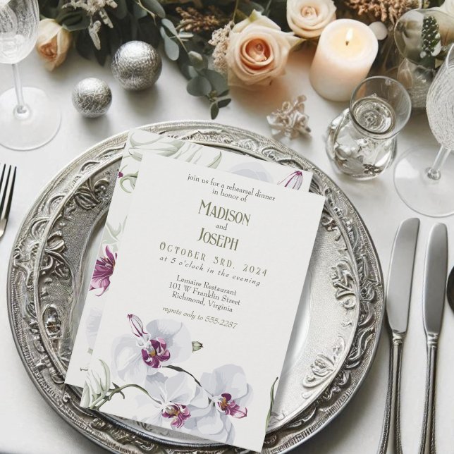  Delicate White Orchid Wedding Dinner Rehearsal Invitation (Creator Uploaded)