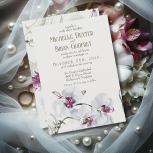 Delicate White Orchids  Painting Wedding Invitation
