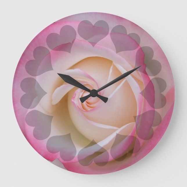 Delicate White Rose Large Clock (Front)