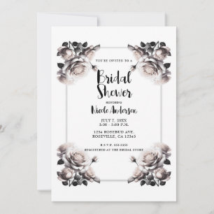 Delicate White Roses Shabby Chic Shower Invitation