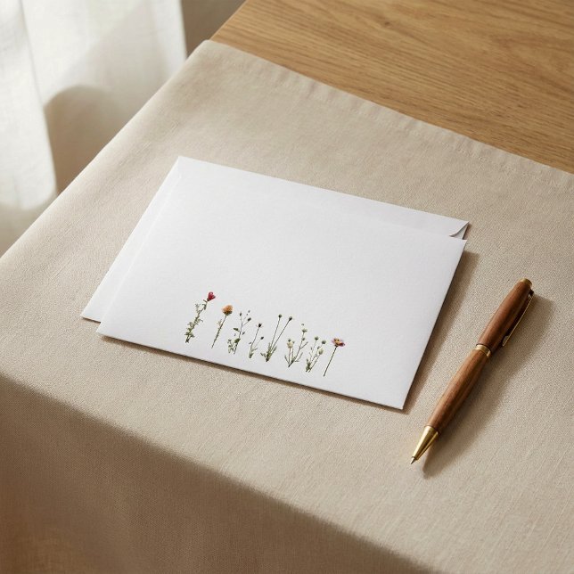 Delicate wild flowers wedding envelope (Delicate wild flowers wedding envelope.)