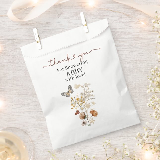 Delicate Wildflower and Butterfly Party Favour Bag (Clipped)