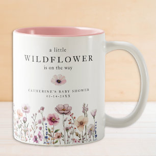 Delicate Wildflower Baby Shower Mug – Dusty Pink W
