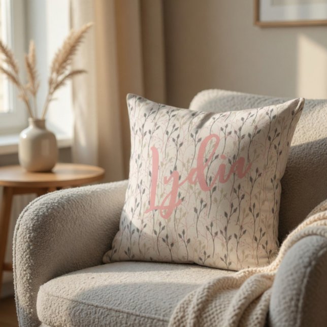 Delicate Wildflower Design in Soft Pastels Throw  Pillow (Creator Uploaded)