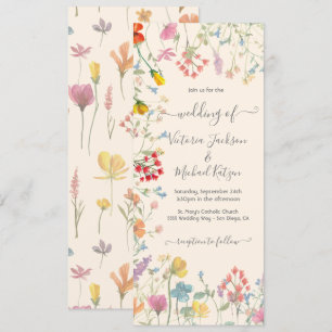 Delicate wildflower floral garden Wedding Invitation