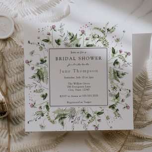 Delicate Wildflower Frame Bridal Shower Invitation