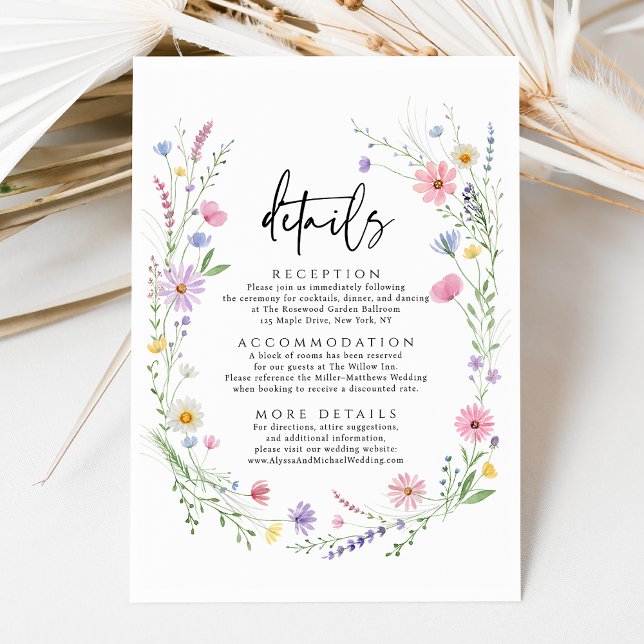 Delicate Wildflower Garden Wedding Details Enclosure Card (Creator Uploaded)