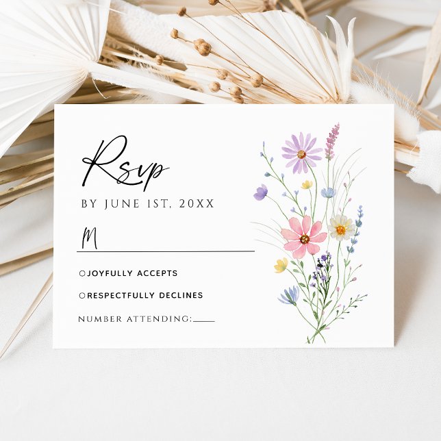 Delicate Wildflower Garden Wedding RSVP Card (Creator Uploaded)